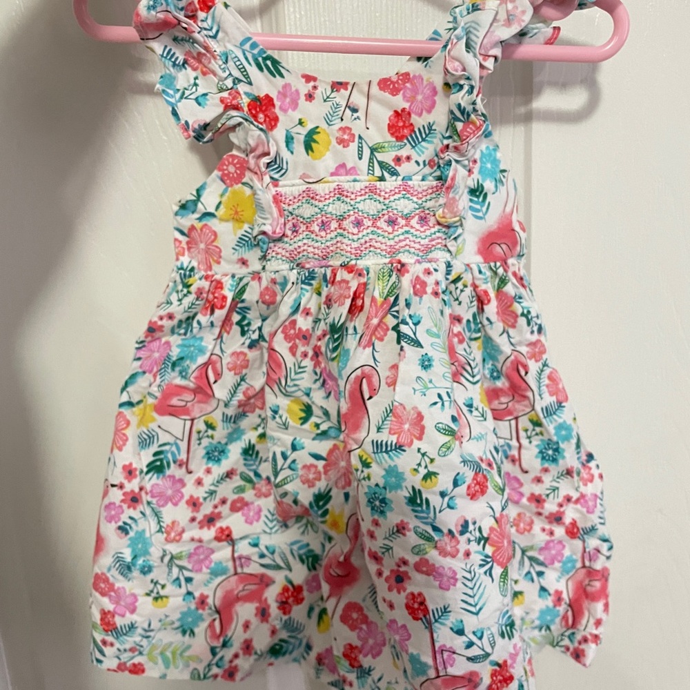 Bonnie Baby Floral/Flamingo Baby Girl Dress 🦩🌺